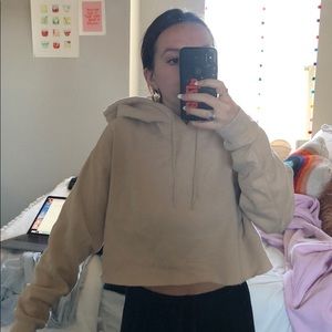 cropped nude hoodie